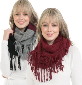 Winter Infinity Scarfs for Women Warm Knit Plaid Infinity Scarf Circle Loop Scarves