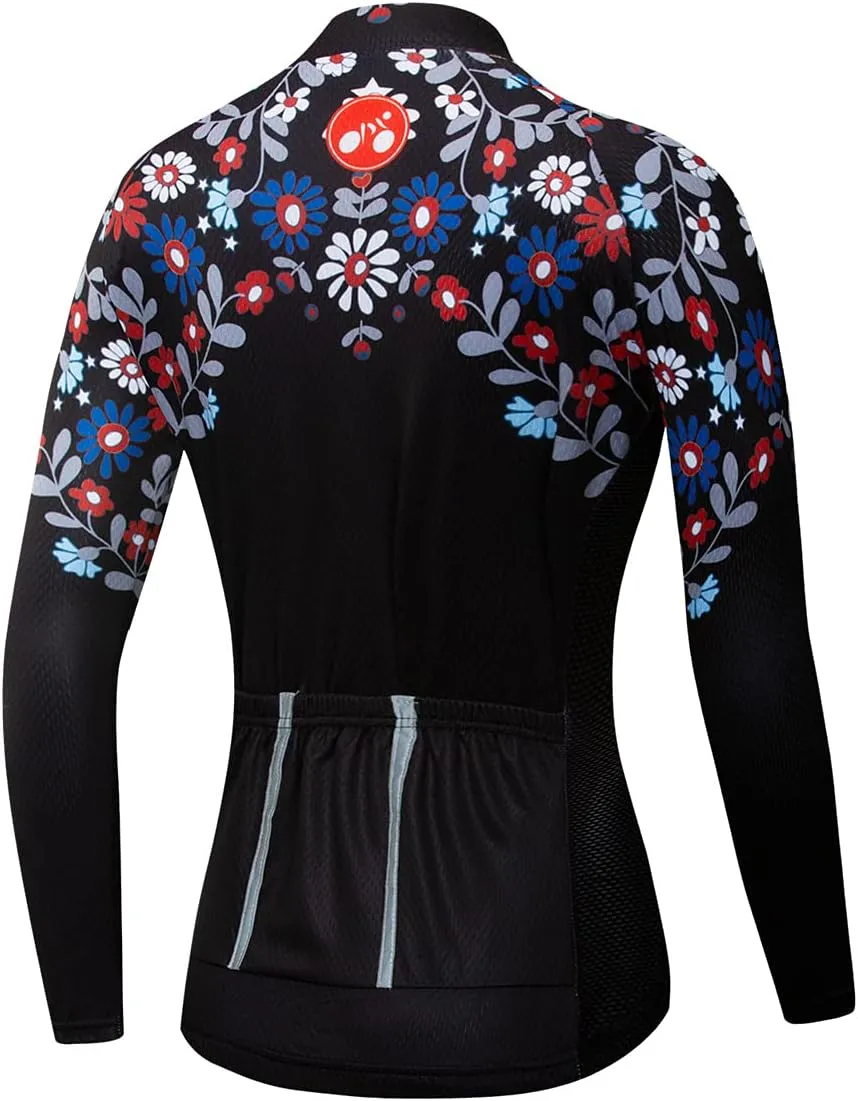 Women's Cycling Jersey Long Sleeve Mountain Bike Clothes Female Bike Jackets Breathable Windproof