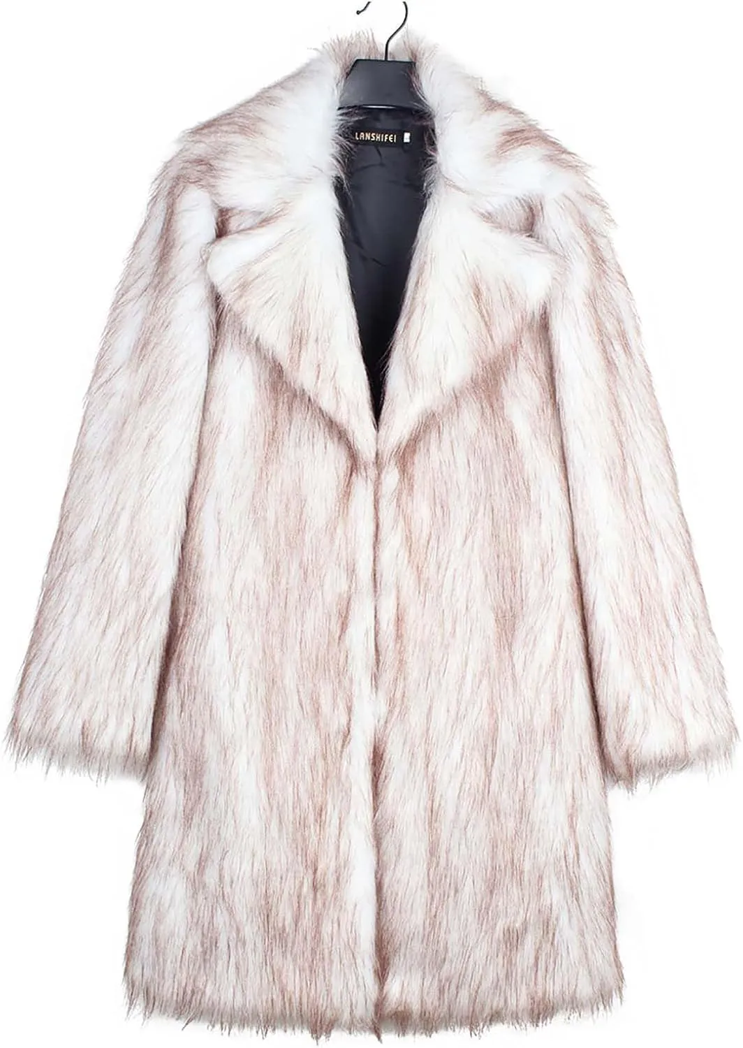Women's Winter Faux Fur Coats Fuzzy Luxury Faux Fur Mid-Length Jacket Fluffy Thicken Long Sleeve Open Front Cardigan