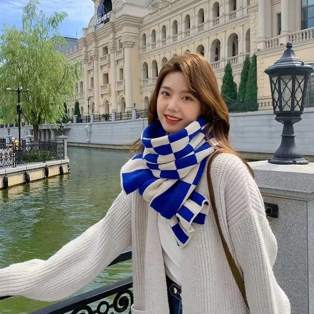 Women's Winter Warm Big Plaid Scarves,Cashmere Feel Scarf,Knit Tassel Thick Shawl,Birthday Christmas New Year Gift.