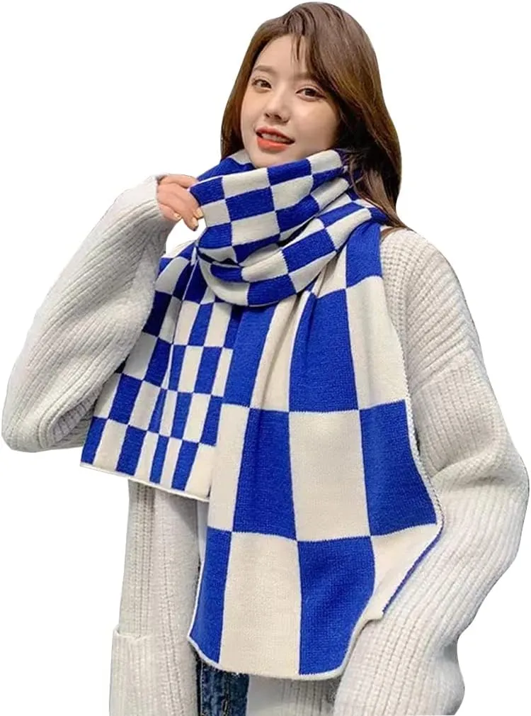 Women's Winter Warm Big Plaid Scarves,Cashmere Feel Scarf,Knit Tassel Thick Shawl,Birthday Christmas New Year Gift.