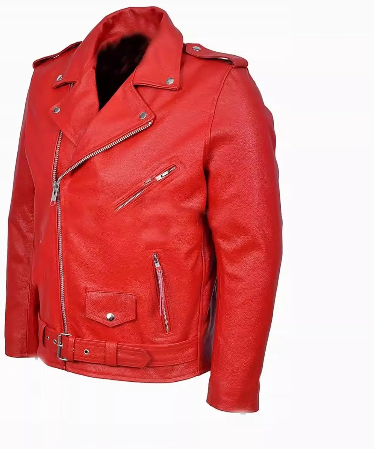 Xiaojmake Men's Leather Biker Jacket Quilted Cafe Racer Zip Up Moto Jackets Vintage Leather Motorcycle Jackets Stylish Fall