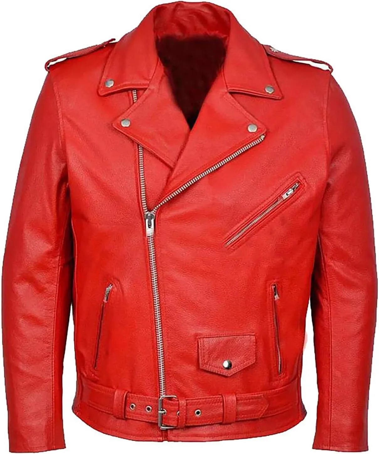 Xiaojmake Men's Leather Biker Jacket Quilted Cafe Racer Zip Up Moto Jackets Vintage Leather Motorcycle Jackets Stylish Fall