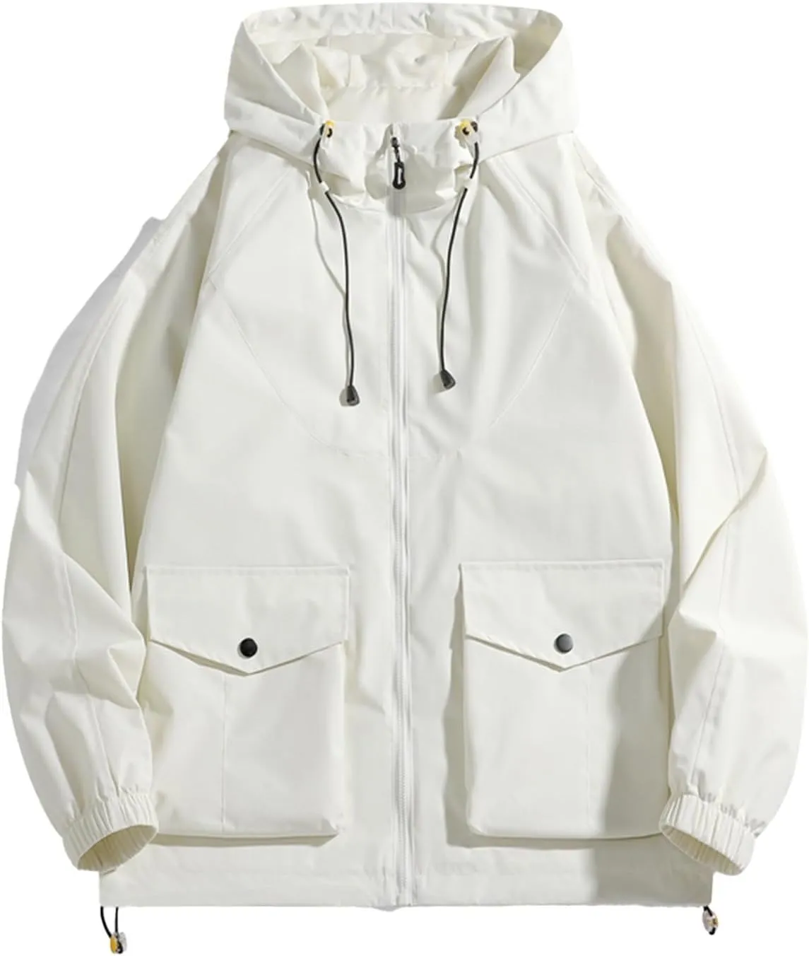 Xiaojmake Plus Size Rain Jackets for Men 2024 Fall Softshell Hooded Coat Loose Casual Waterproof Windbreaker With Pockets