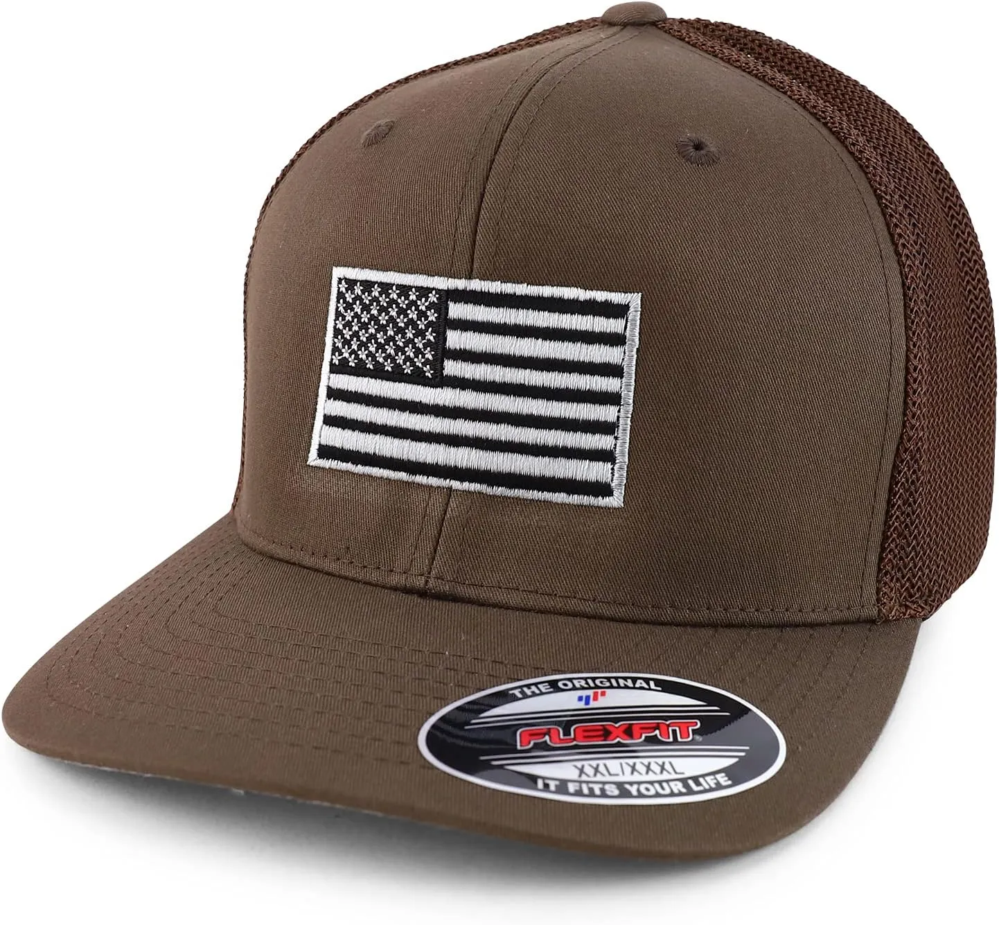 XXL Oversize USA American Flag Embroidered Flex Fitted Mesh Back Baseball Cap