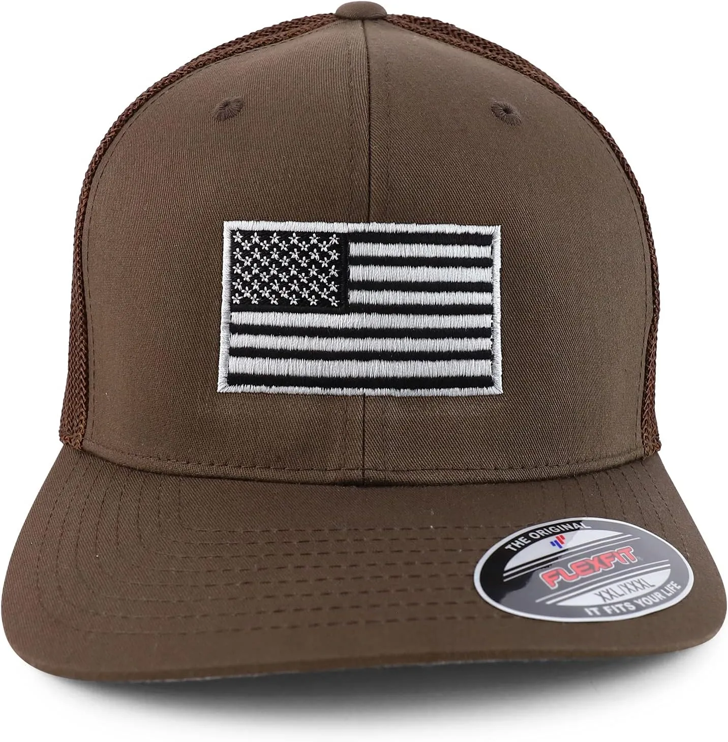 XXL Oversize USA American Flag Embroidered Flex Fitted Mesh Back Baseball Cap